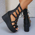 Women High Heels Sandals New Summer Walking Pumps Lace-up Wedge Platform Sport Casual Beach Shoes Women Zapatillas De Mujer