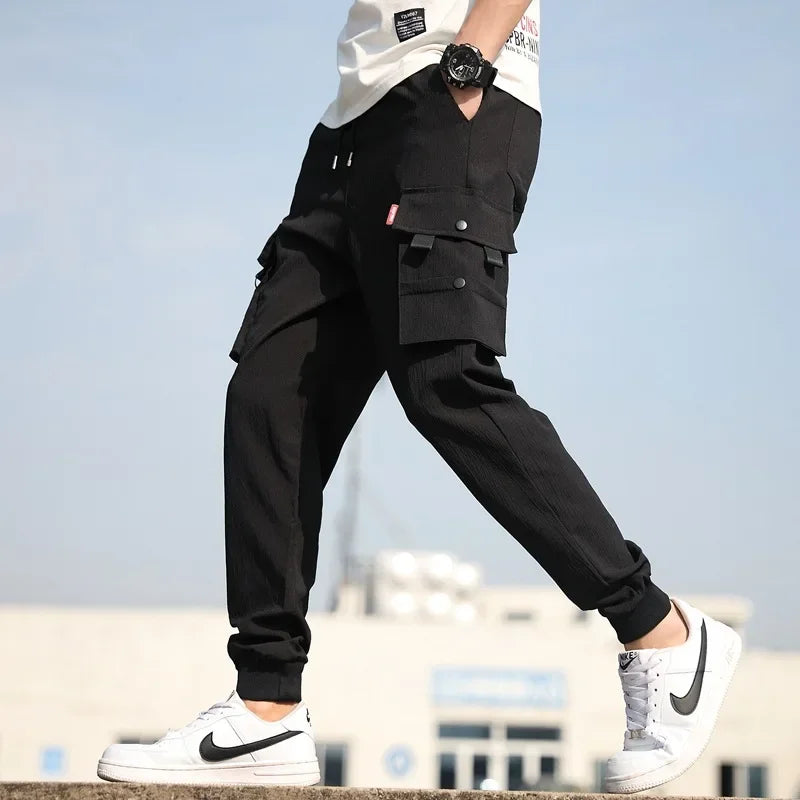 2026 New Trendy Solid Color Pants, Multi Flap Pocket Men's Cargo Pants, Loose Casual Outdoor Pants, Men's Work Pants oversized