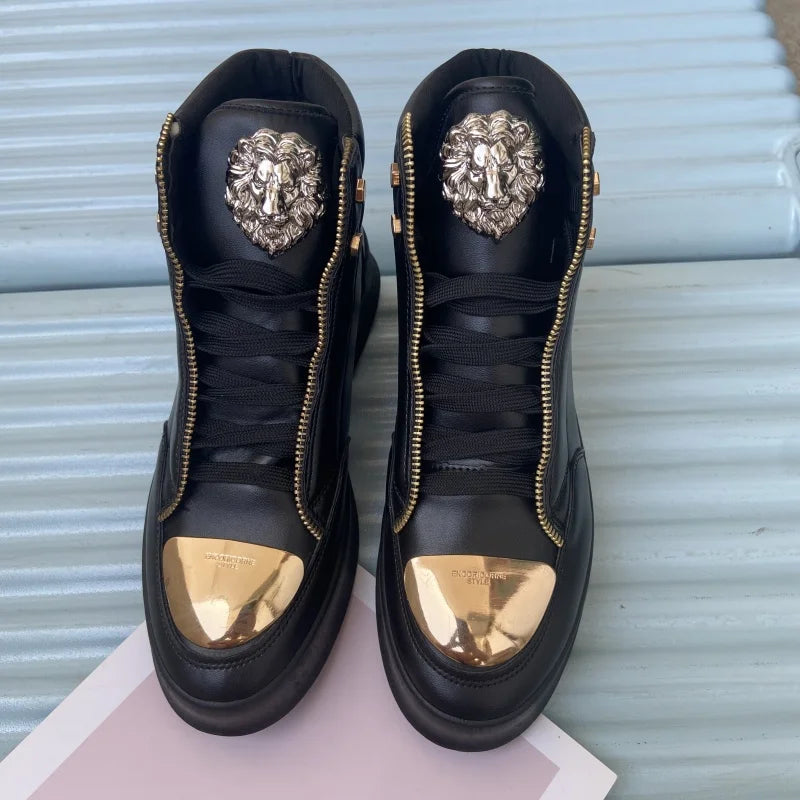 Zip decoration casual sneaker designer shoes for man luxury brand trainers running shoes high top sports casual ankle boots men