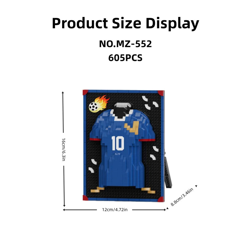 600 PCS 6 Styles Classic Cool Jersey Frame Building Block Toys, Family Assembly Games and Collectible Decorations, Holiday Gifts