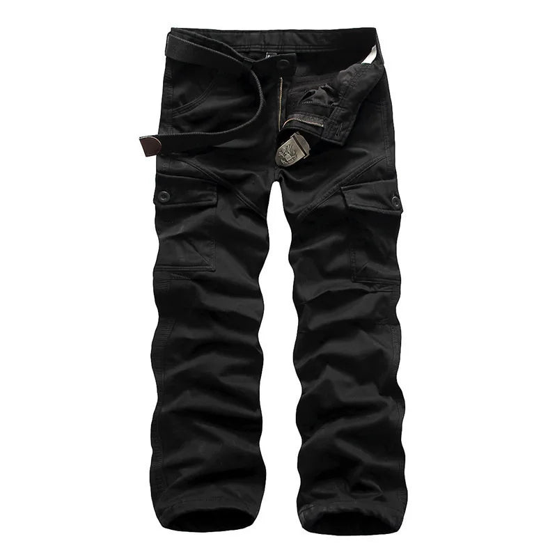 Men's Velvet Thickened Camouflage Cargo Pants Fashion Multi Pockets Tactical Combat Trousers Loose Outdoor Casual Pants for Male