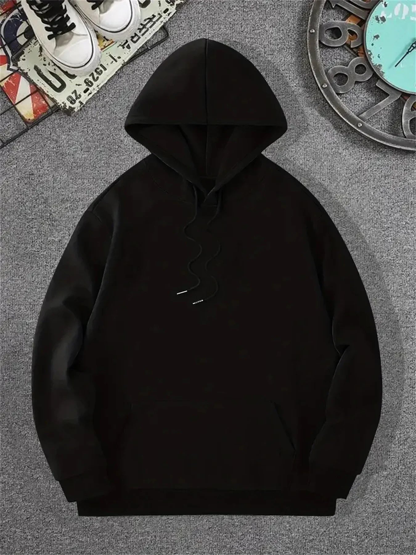 Men's autumn and winter casual fashion loose mvp basketball graphicprint long sleeved hooded sweatshirt warm pullover