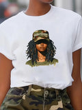 Black women wearing hats 3D Printed Women's round neck T-Shirt Top Fashion Summer Street Y2K Short Sleeved Casual Women Clothing