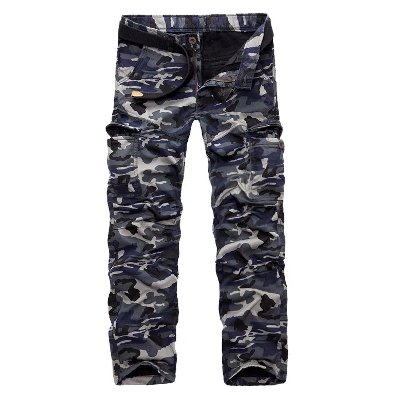 Men's Velvet Thickened Camouflage Cargo Pants Fashion Multi Pockets Tactical Combat Trousers Loose Outdoor Casual Pants for Male