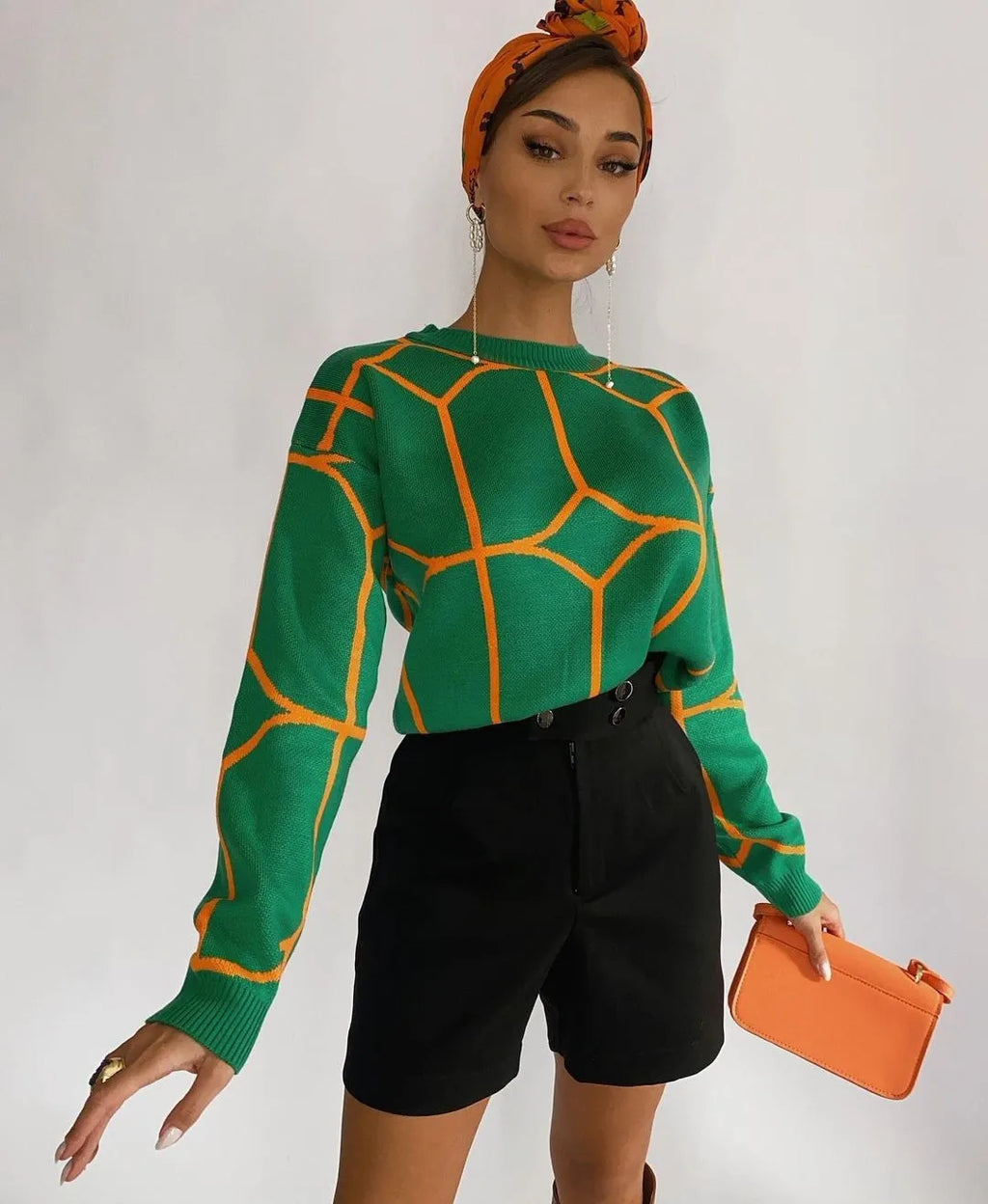 2026 NEW WOMEN FALL WINTER FASHION KNIT SWEATER, LINE PATTERN, CREW NECK, VERSATILE KNIT TOP
