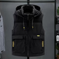 Cotton Padded Men Vests Detachable Hooded Sleeveless Jacket Men's Winter Warm Thick Coat Red Outerwear Oversize 8XL