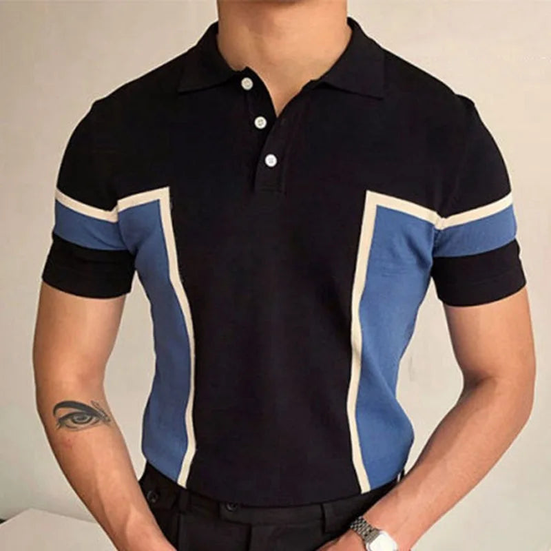 New European And American Style Jacquard Knit T-shirt Fashion Lapel Short-sleeved Business POLO Shirt In Multiple Colors