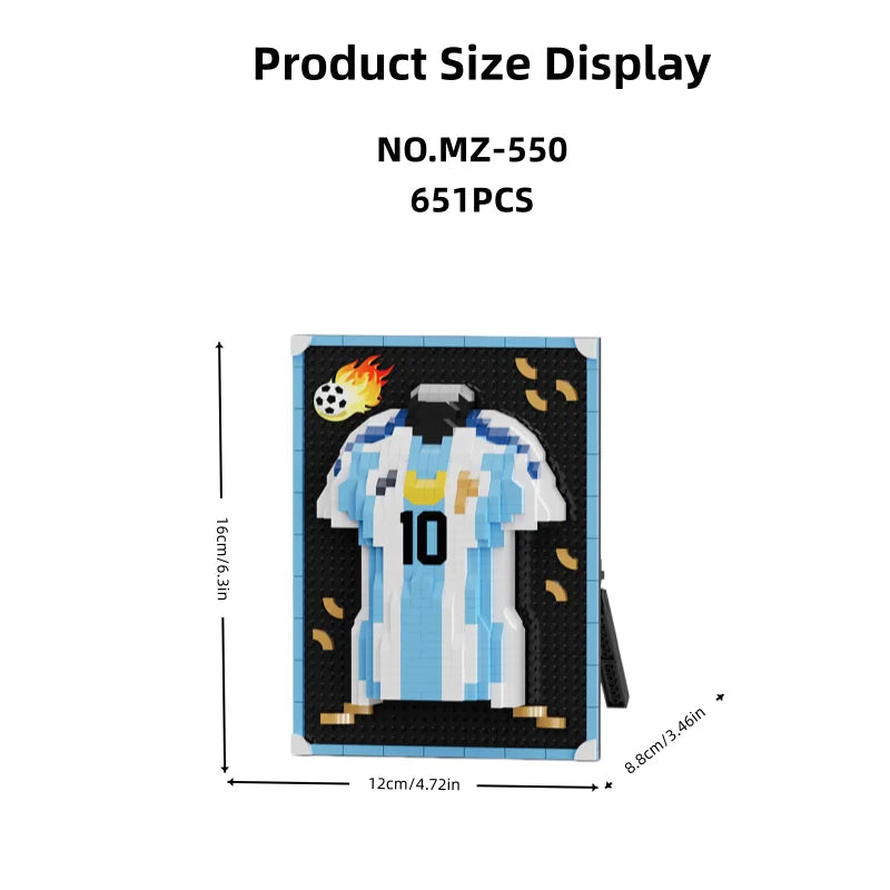 600 PCS 6 Styles Classic Cool Jersey Frame Building Block Toys, Family Assembly Games and Collectible Decorations, Holiday Gifts