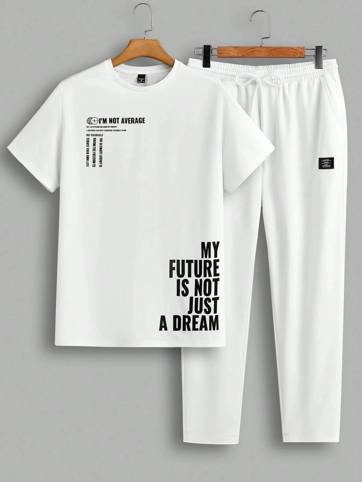 Men's Casual Two-piece Set Simple Fashion Letter Print Pattern Round Neck T-shirt And Pants Set Suitable For Spring And Summer