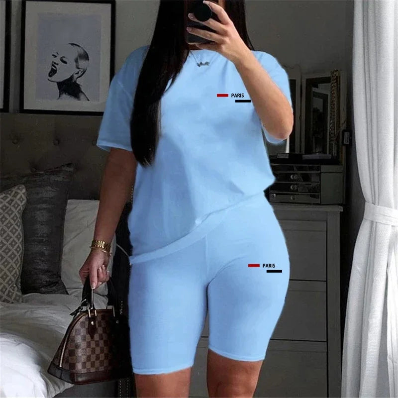 Casual Woman Clothing Summer Two Piece Set for Women T-Shirts O-Neck Shorts Daily Short Sleeve Tracksuit Hot Sales Matching Sets