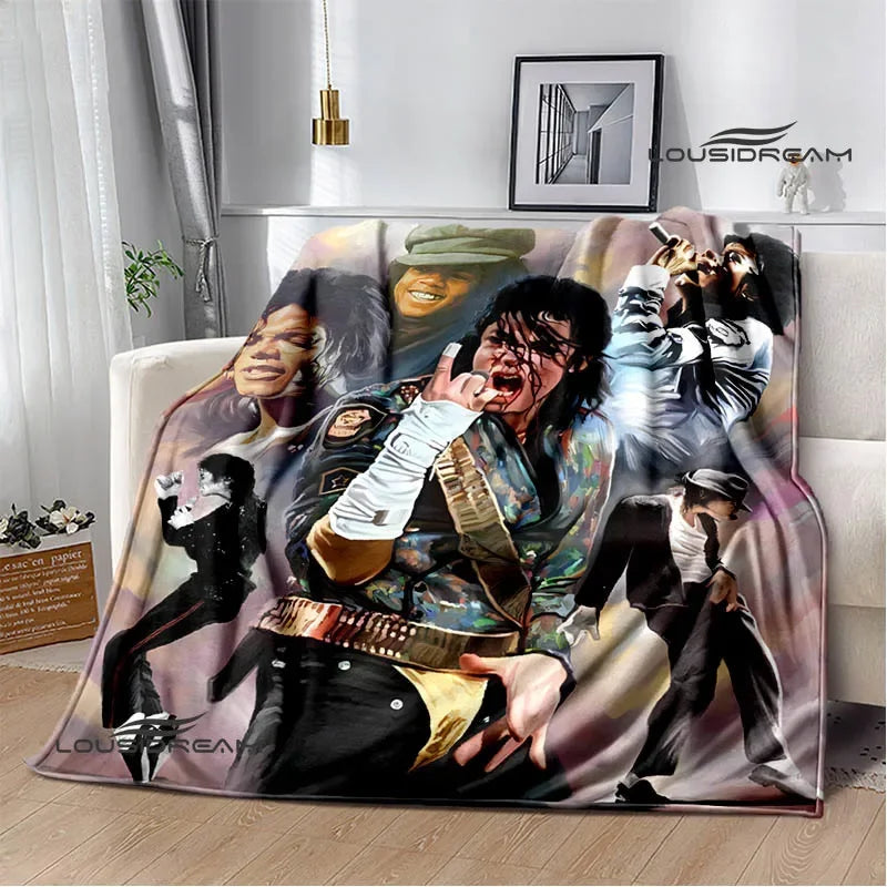 Michael Jackson retro Print blankets Picnic blanket Flannel blanket Soft Cozy Blanket Travel Blankets bed linings Birthday Gift