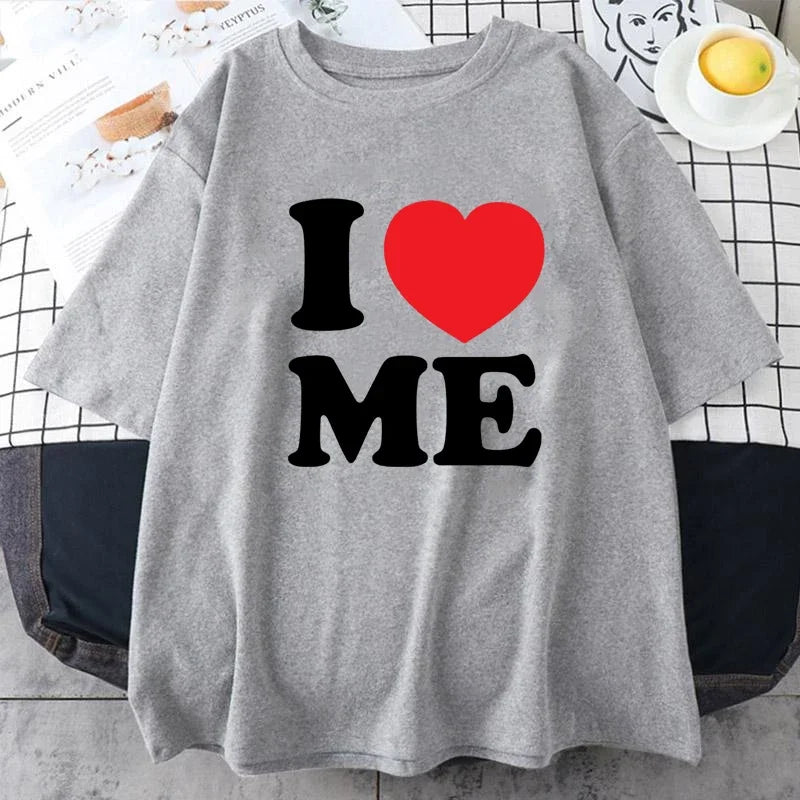 Summer Funny I Love Me Red Heart Myself T Shirts Graphic Cotton Streetwear Short Sleeve Birthday Gifts T-shirt Mens Clothing