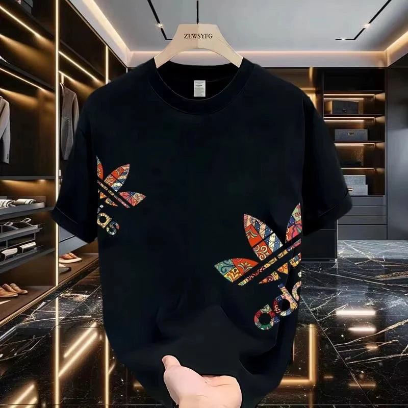 Summer New Casual Men's and Women's Printed Short-sleeved Cotton T-shirt Loose and Versatile Fashion Half-sleeved Casual Wear