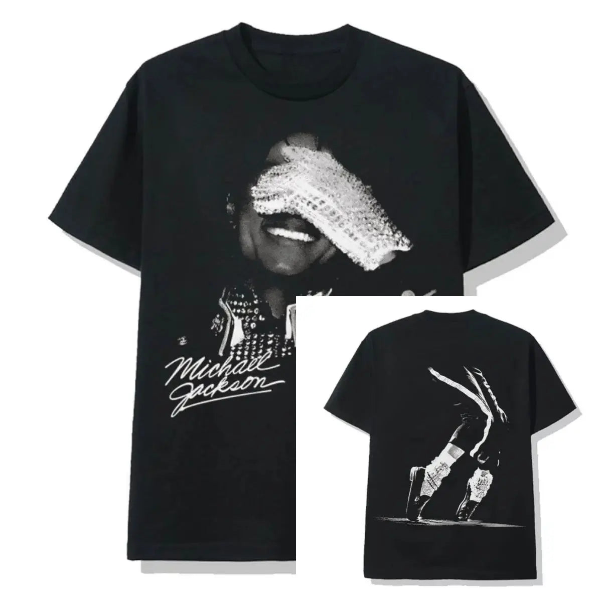Portrait & Gold Signature Summer Rock Y2k Streetwear Michael Jackson T-Shirt Vintage Graphic Print Tee Casual Loose Top Unisex