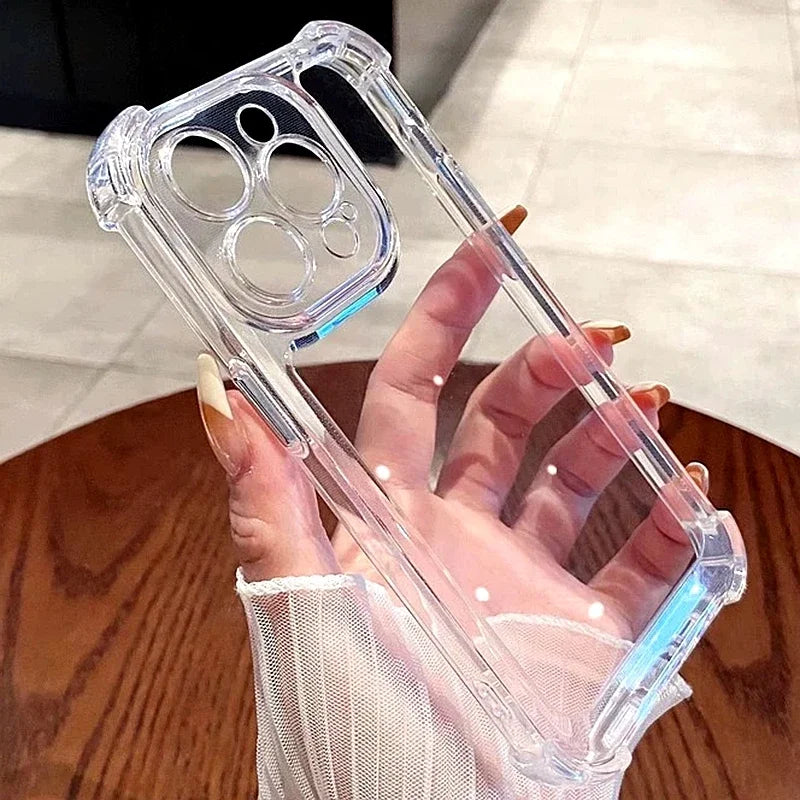 Luxury Shockproof Phone Case For iPhone 11 12 13 14 15 16 Pro Max X Xs XR Max 7 8 6 6S Plus Clear Bumper Transparent Cover