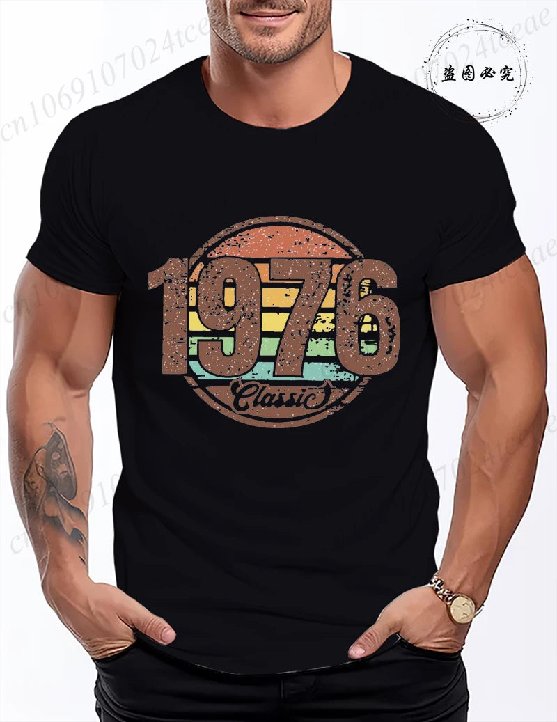 Retro 1976 Shirt Unisex Vintage 1976 Graphic T-Shirt for Women Men Casual O Neck Short Sleeve Tee 1976 Birthday Streetwear Tops