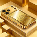Gold Pure Gold Bar Pattern Gold Metallic Paint Glass Phone Case For iPhone 17 Pro Max 11 12 13 14 15 16 Plus 17 Air 16E Cover