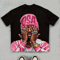 Men's Casual Summer Short Sleeve T-Shirt USA Graphic Print Pink & White Design Round Neck Lightweight & Breathable Casual Attire