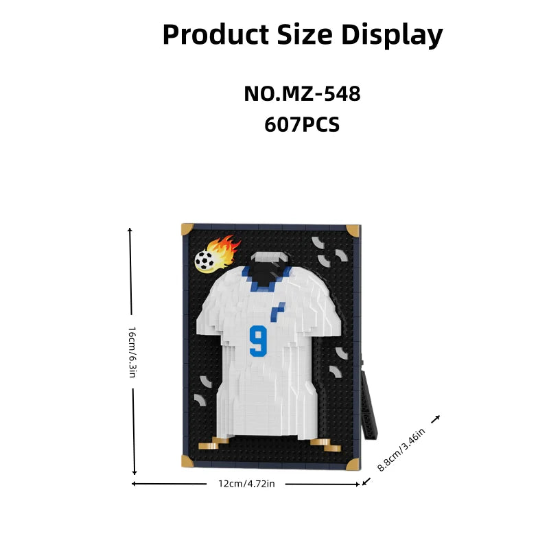 600 PCS 6 Styles Classic Cool Jersey Frame Building Block Toys, Family Assembly Games and Collectible Decorations, Holiday Gifts
