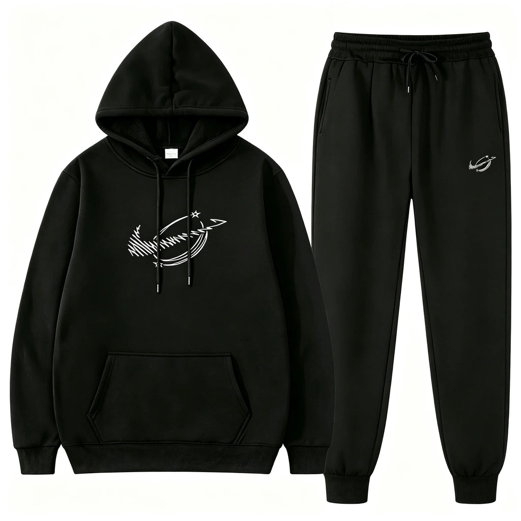 Men Autumn Winter Hooded Tracksuit 2Pcs Casual Sportswear Long Sleeve Hoodie & Jogger Sweatpants Sports hooded sweatshirt set