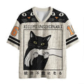 Adult and Kids Rebellious Black Cat 3D Print Jersey, 'Cannot Dominate' Meme American Retro Short Sleeve