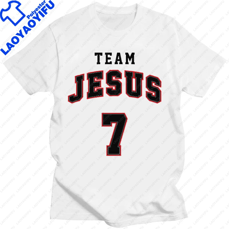 Team Jesus 7 Number T-shirt Funny Jesus Graphic T-shirts Women Men Clothing Tees Tops Camisas Casual Short  Clothes