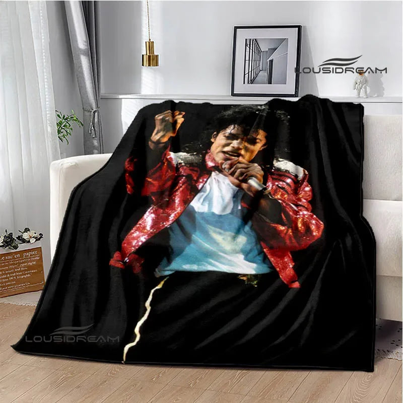 Michael Jackson retro Print blankets Picnic blanket Flannel blanket Soft Cozy Blanket Travel Blankets bed linings Birthday Gift