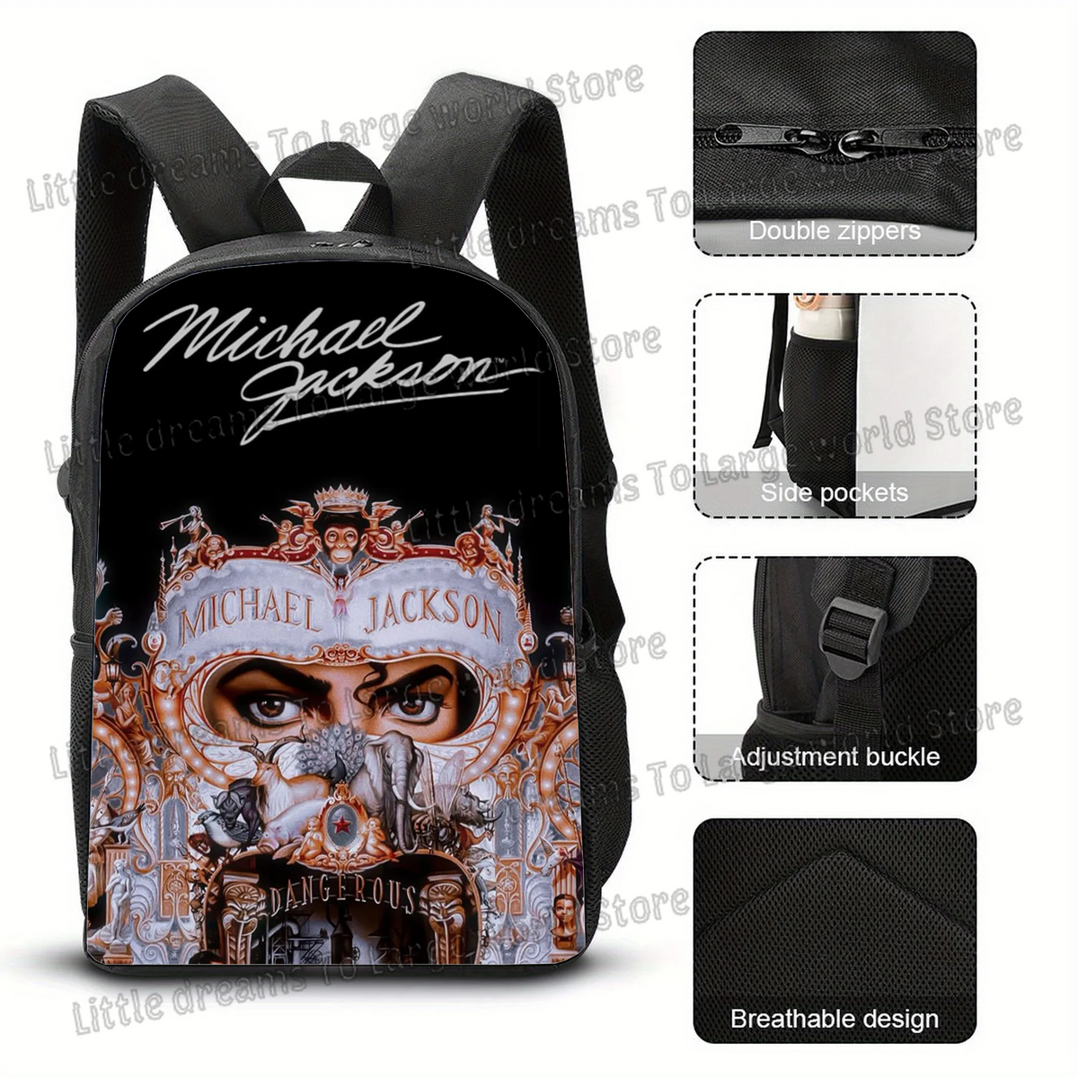 Michael Jackson Backpacks Student 3D Printing 16inch School Bags Boys Girls Outdoor Sports Rucksack Large Travel Knapsack Gift