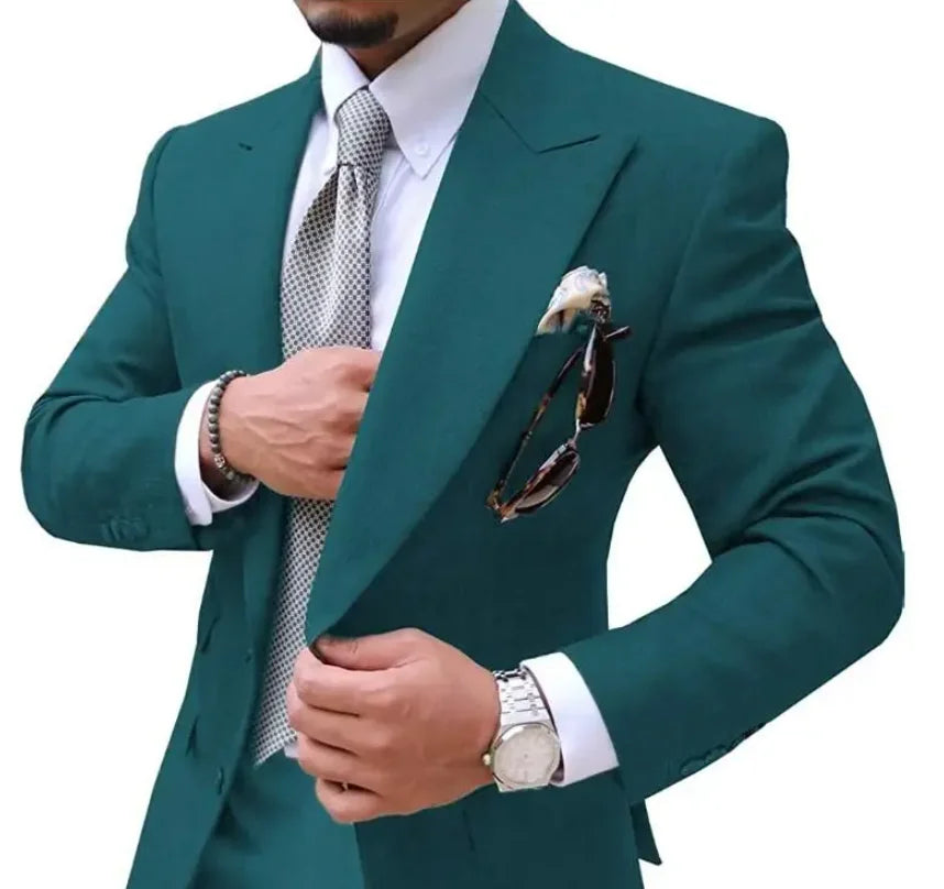 Men's Suits Mens Suit 2 Pieces Causal Slim Fit Prom Noble Champagne Grey Blazer Formal Business For Wedding Groom Tuxedos