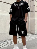 Spring New Men's Casual Tops And Shorts, Simple Basketball-printed Men's Round-neck T-shirts And Casual Shorts, Fashionable And