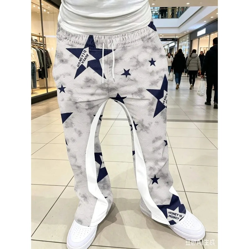 Y2k Flared Pants Men's Women's Loose 3D Print Trousers Casual Sweatpants Mid Waist Sporty Streetwear Hip Hop Vintage Pants