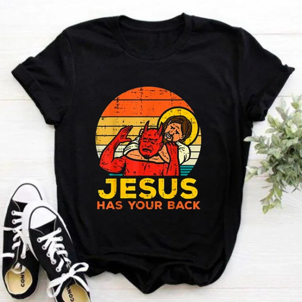 2026 Jesus Is King Letter Print Women T-shirt Christian Faith Hope Love Harajuku T Shirts Religion O-neck Tops Tees Streetwears