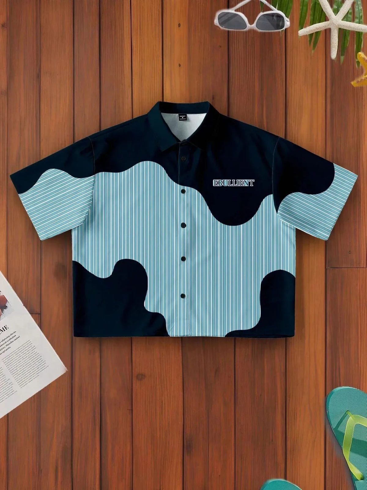 New men's short-sleeved shirt for summer 2025 breathable casual and fashionable 3D printed streetwear