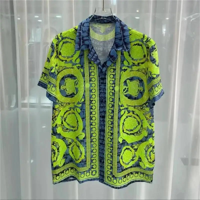 Summer Vintage Men Shirts Summer 3D Print Beach Short Sleeve Shirt Casual Fashion Outdoor Quick Drying Breathable Men's Clothing