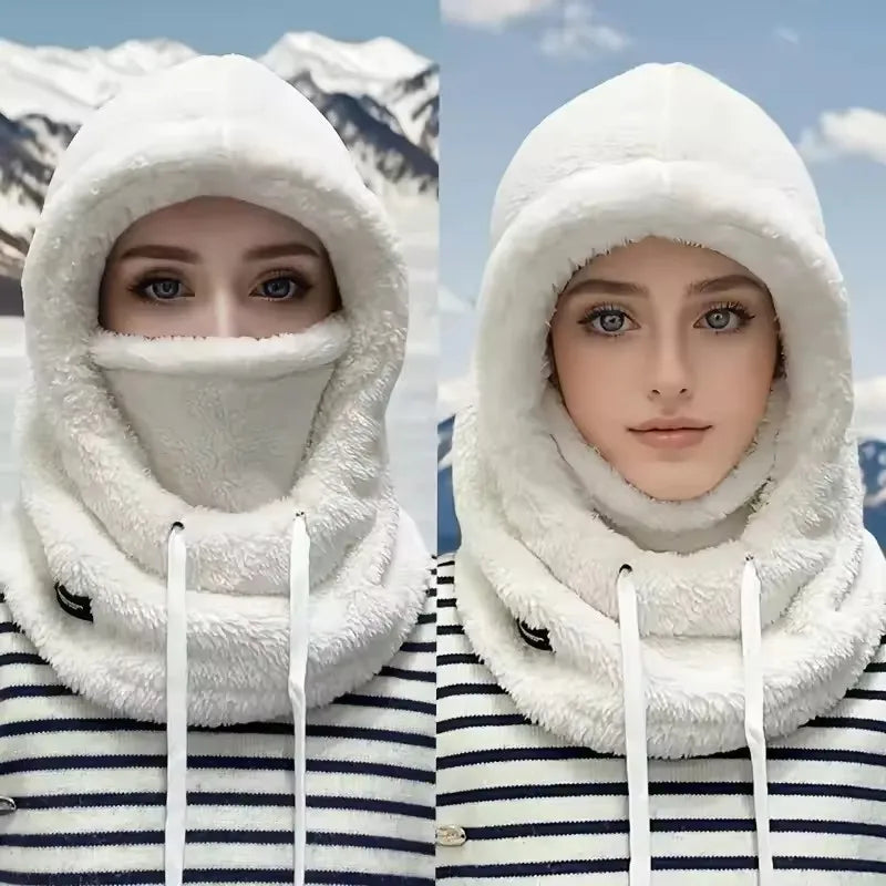 Warm Thermal Windproof Balaclava Ski Hood Motorcycle Face Cover Polar Fleece Adjustable Cycling Neck Cover Full Face Mask Winter