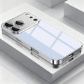 Silver Metallic Paint Electroplated Glass Phone Case for Iphone 17 17Air 16 15 14 13 12 11 Pro Pro Max Plus 17E 16E Hard Cover
