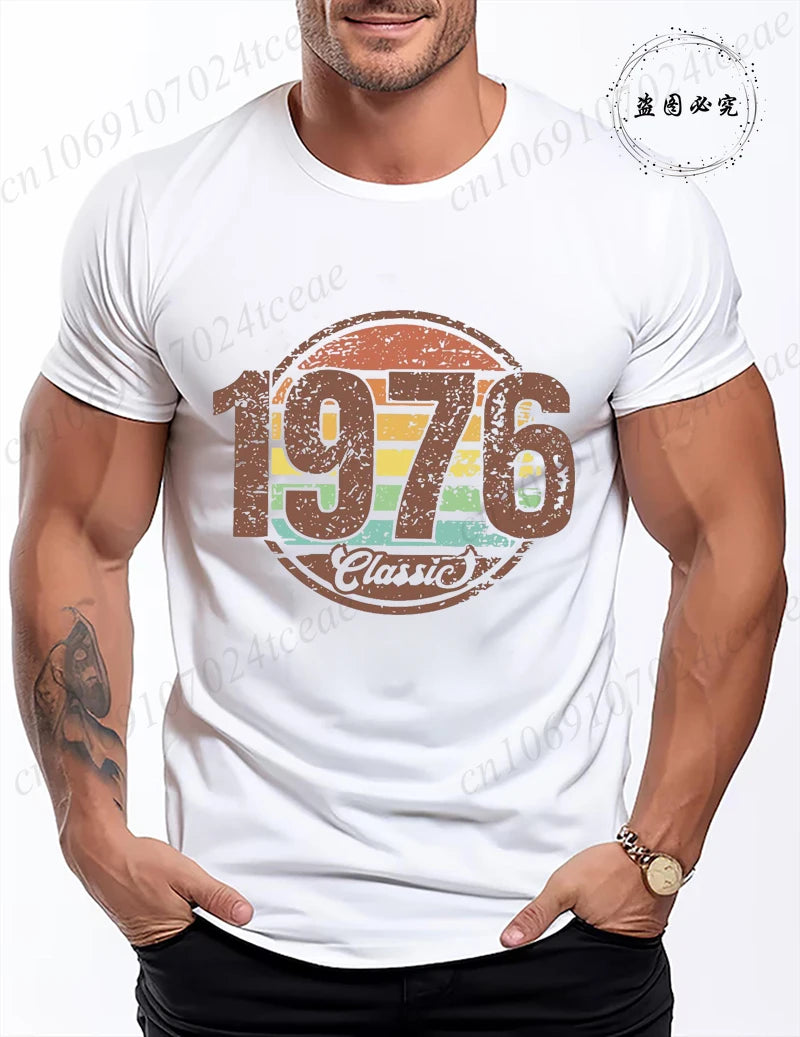 Retro 1976 Shirt Unisex Vintage 1976 Graphic T-Shirt for Women Men Casual O Neck Short Sleeve Tee 1976 Birthday Streetwear Tops