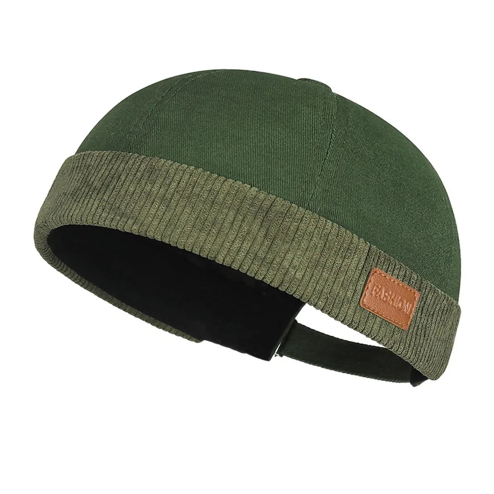 Casual Adjustable Brimless Hat Vintage Corduroy Docker Cap Solid Color Hip Hop Skullcap Summer Spring