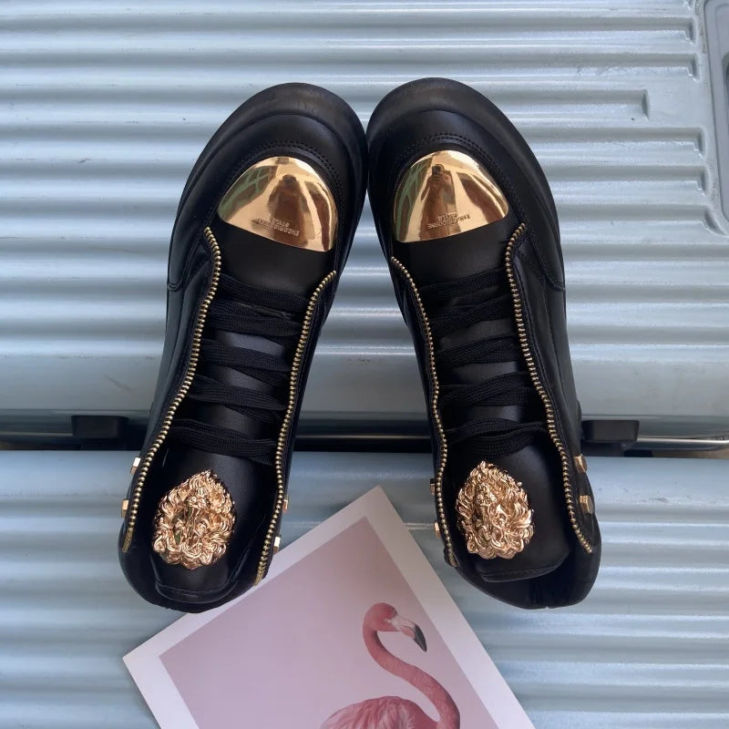 Zip decoration casual sneaker designer shoes for man luxury brand trainers running shoes high top sports casual ankle boots men