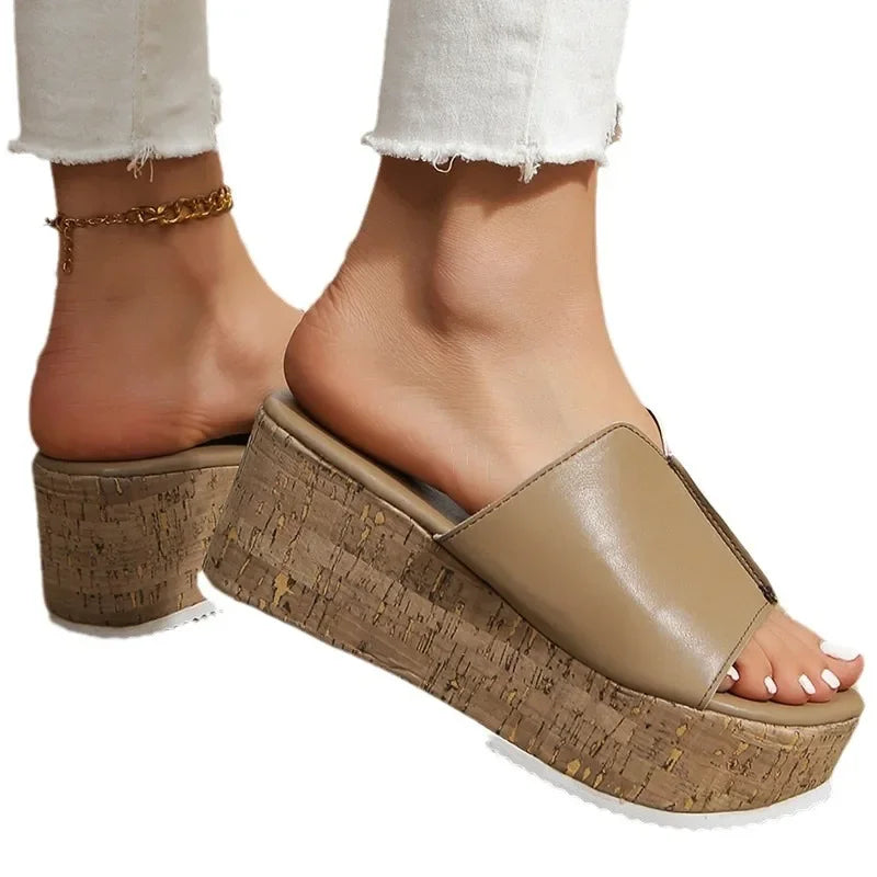 Shoes for Women 2025 Summer Fashion Platform Wedges Peep Toe Slip on Slippers Women Slides Sandalias De Mujer Plus Size 35-43