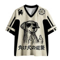 2026 New Latest Harajuku-style Y2K Adult Cat-and-dog Dual Theme Sporty Quirky 3D Print V-neck Jersey T-shirt with Raglan Sleeves