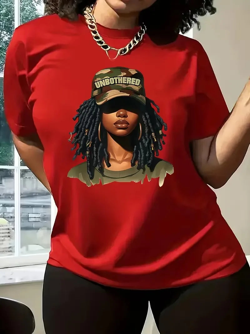 Black women wearing hats 3D Printed Women's round neck T-Shirt Top Fashion Summer Street Y2K Short Sleeved Casual Women Clothing