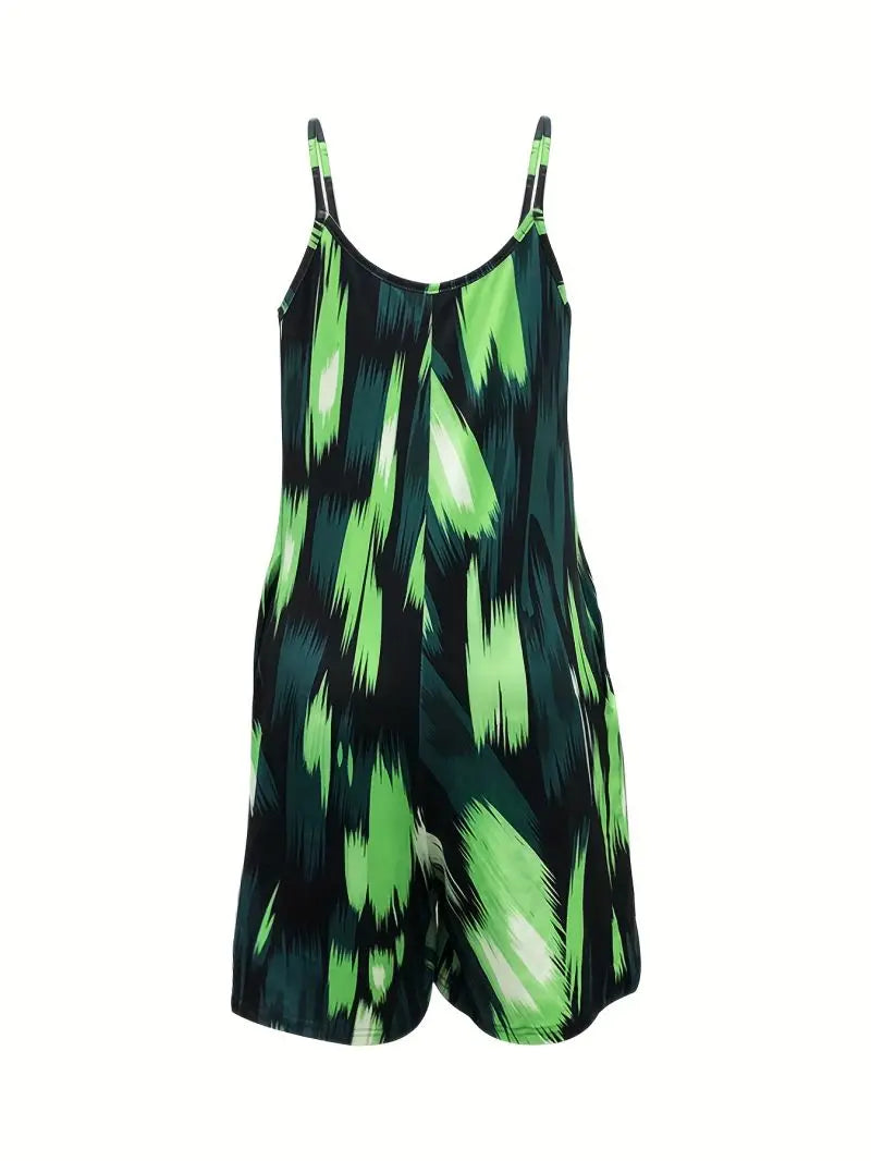 Women's Summer Fashion Camisole Jumpsuit Loose Slimming Casual Shorts Home Outdoor Clothing