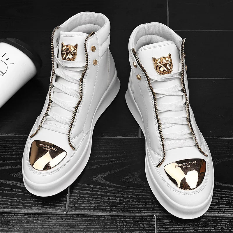 High Top Casual Shoes Men Sneakers 2026 Fashion Skateboard Shoes Leopard Platform Shoe Sport Training Shoes Men's Ankle Boots
