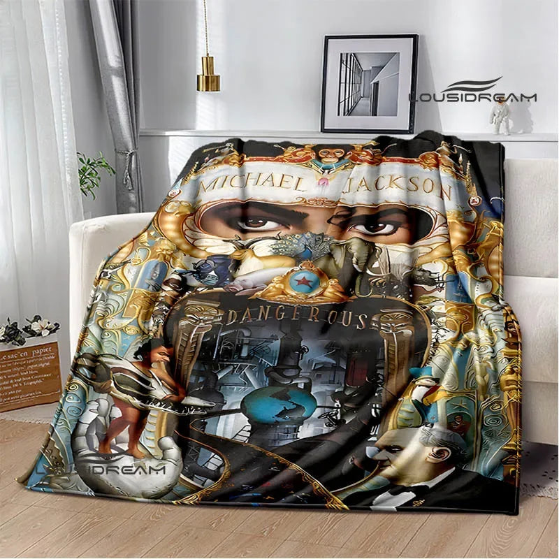 Michael Jackson retro Print blankets Picnic blanket Flannel blanket Soft Cozy Blanket Travel Blankets bed linings Birthday Gift