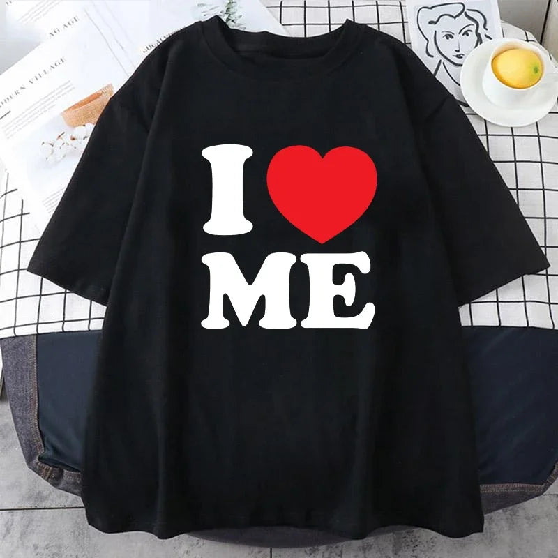 Summer Funny I Love Me Red Heart Myself T Shirts Graphic Cotton Streetwear Short Sleeve Birthday Gifts T-shirt Mens Clothing