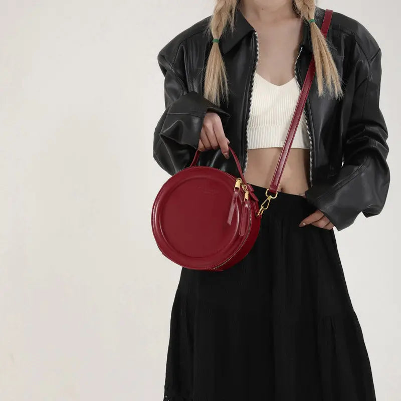 Women's Round Crossbody Bag New Arrival with Premium Texture High Quality PU Leather Fashion Shoulder Bag