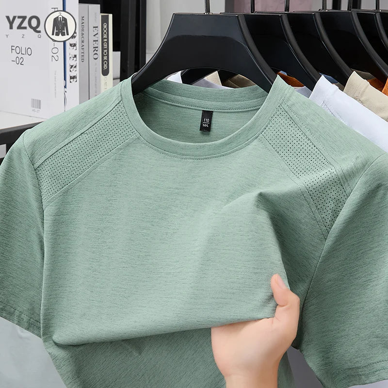 Urban Casual Mens Vent Shoulder Short Sleeve Tee Soft Breath Cloth Pub Visit Short Trip Weekend Gathering Apparel