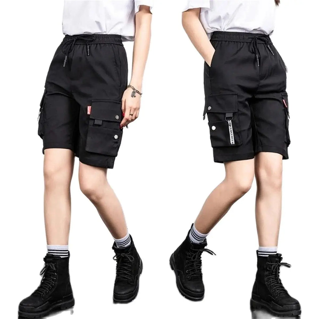 Gool Cargo Shorts for Women Harajuku High Waist Baggy Y2K Hip Hop Shorts Woman Streetwear Trendy Gym Big Pocket Bf Short Pants
