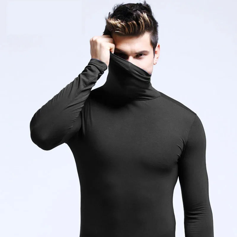 Spring Autumn Thin Men Pullovers Sweaters Turtleneck Knitted Sweater for Men  Clothing Male Sweaters Full Black White Tops